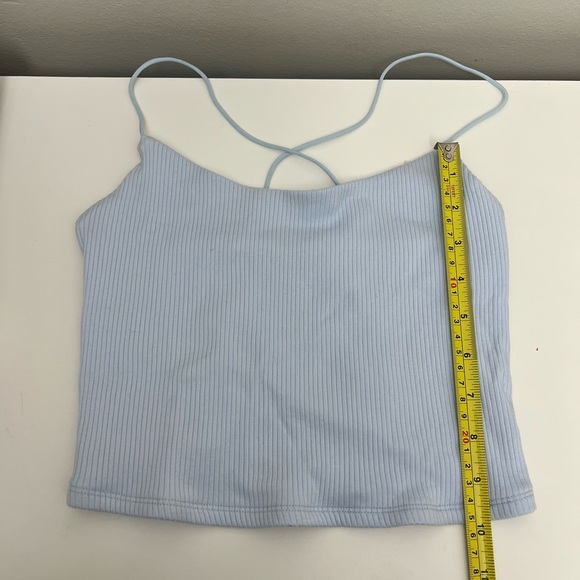 Baby Blue Ribbed Garage Crop Top w/ Elastic Straps / US Medium - Picture 8 of 9